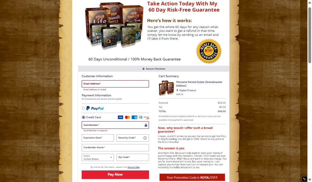 Royal Numerology - Secure Order Form